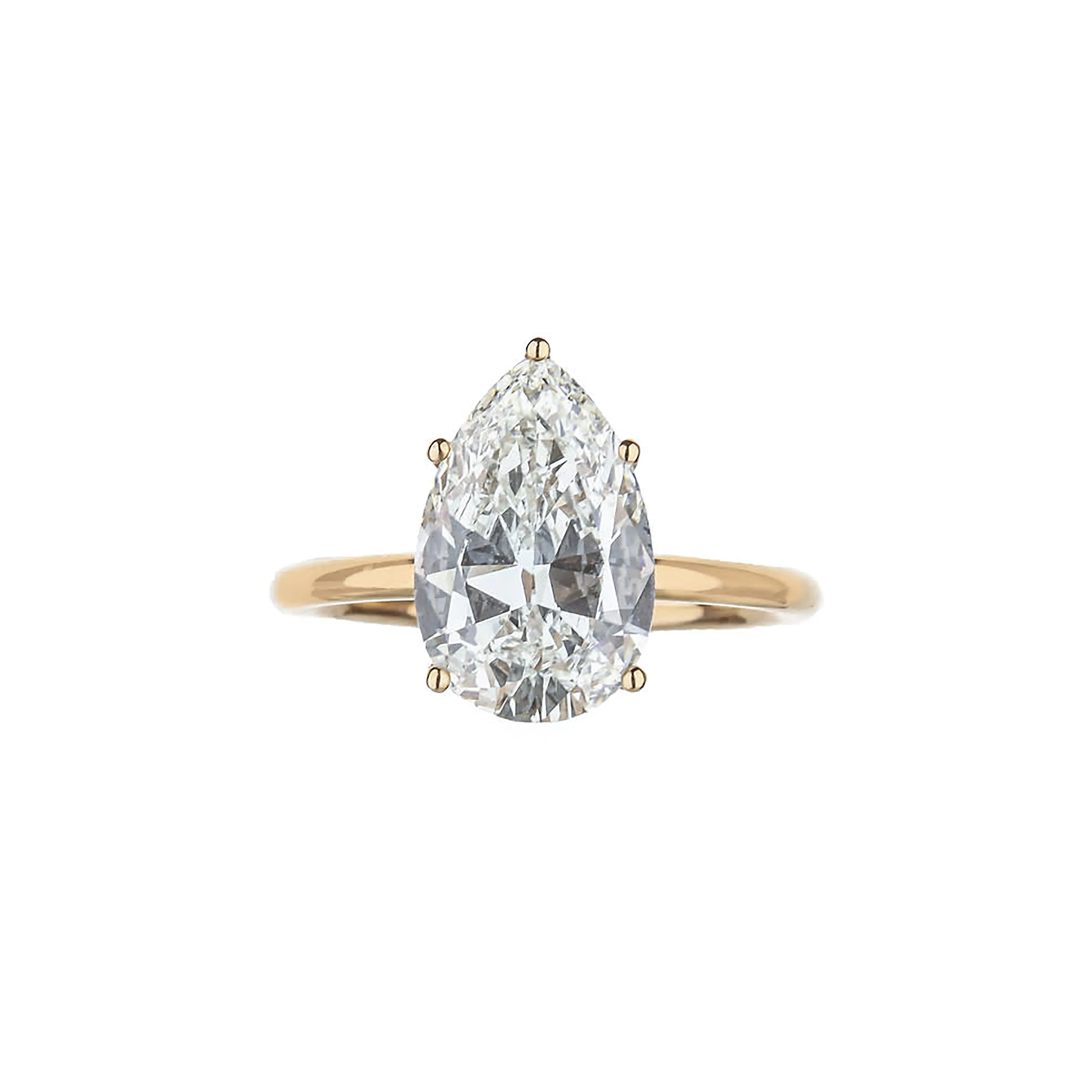 18K Rose Gold Solitaire Pear Diamond Engagement Ring