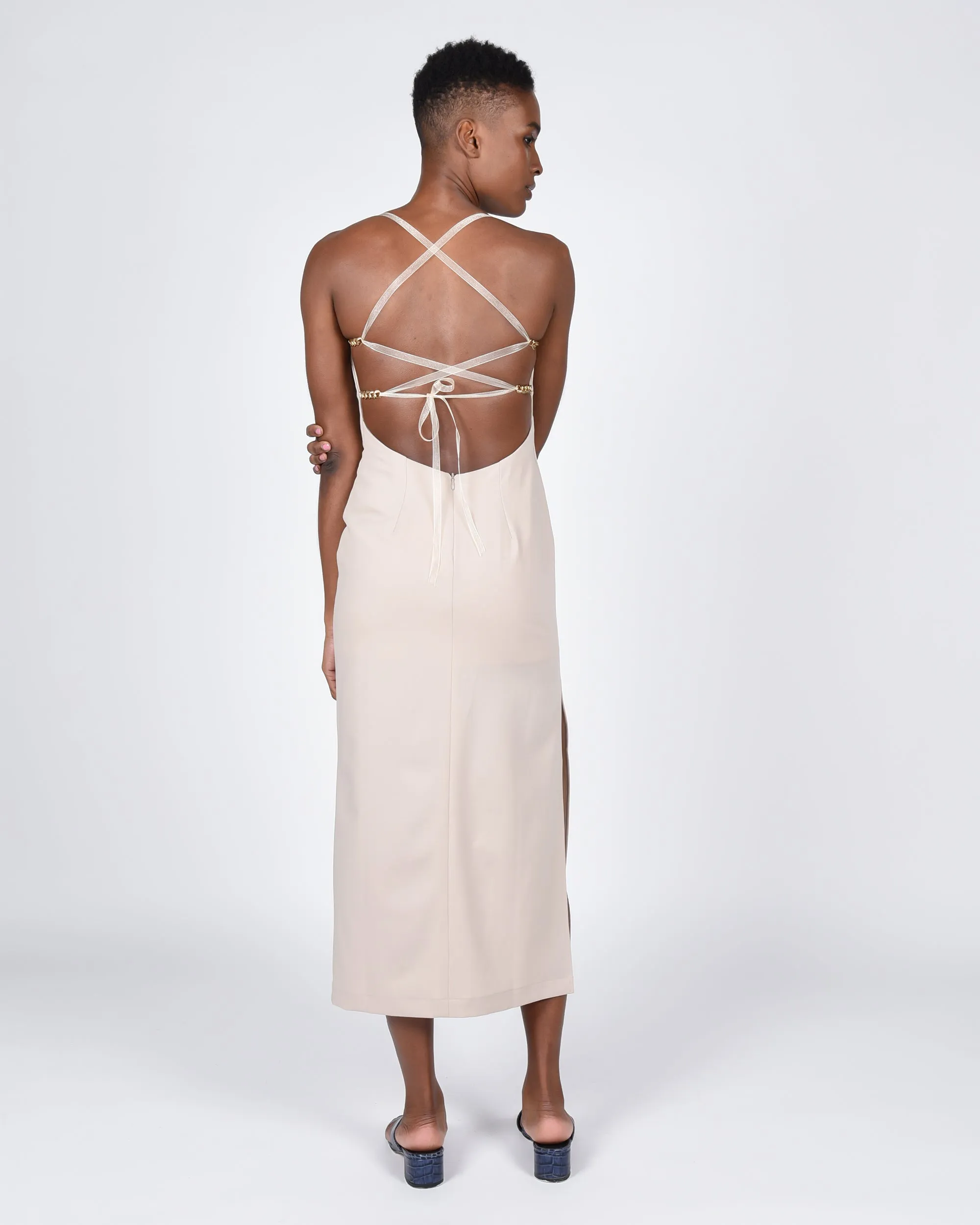Teresa linen dress in stone